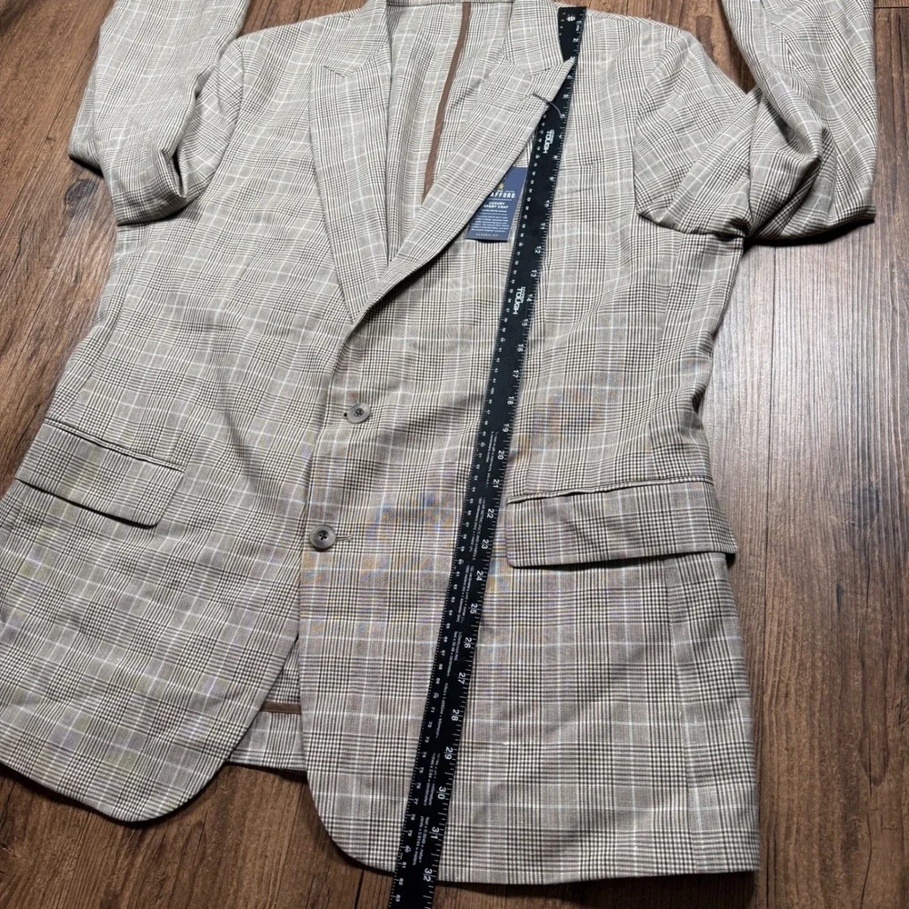 Stafford Luxury Sport Coat Men 46R Brown Glen Plaid Linen Blend Unstructured NWT